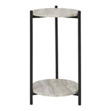 Table d'appoint Leuven avec plateau noir et beige vue de face