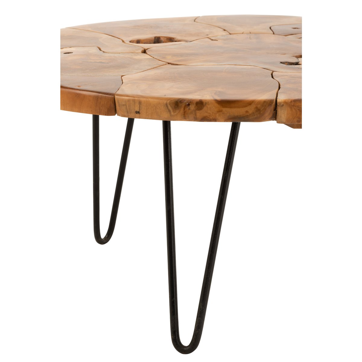 Table basse J-Line Samuel en bois marron, vue de face
