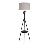 Lampe debout avec table "Tora" intégrée en métal collé et matériau textile coloré naturel, 158 cm de haut Ø 51 cm, E27