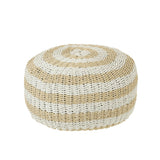 J-line Pouf Stripes rondes tissées en plastique blanc / naturel