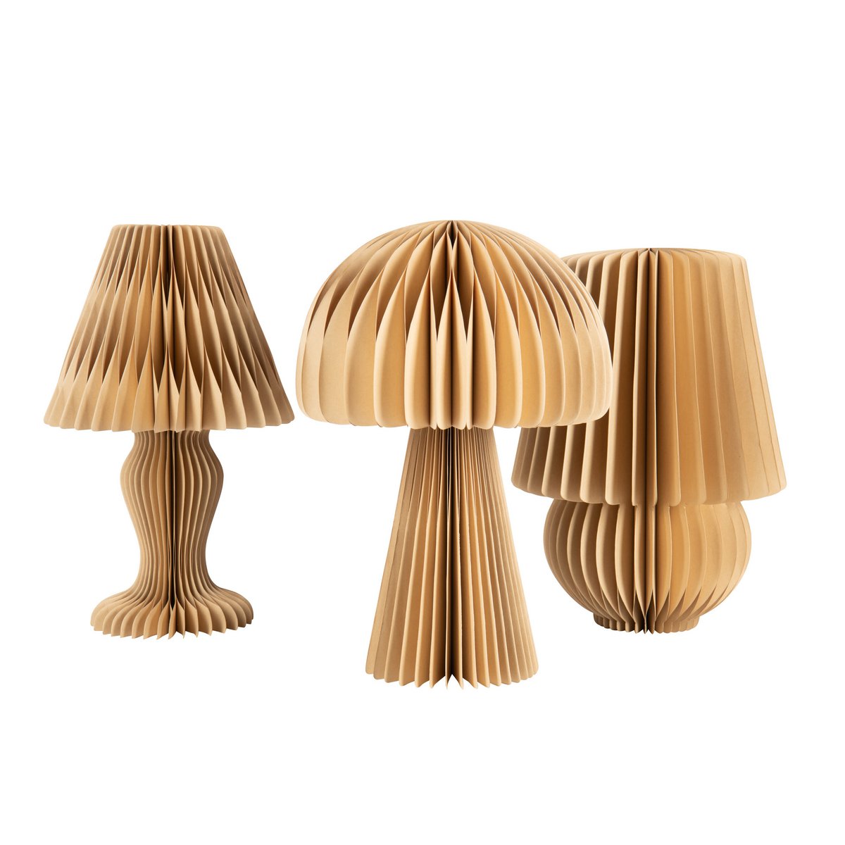 Abat-jour J-Line pliable en papier camel, vue de côté