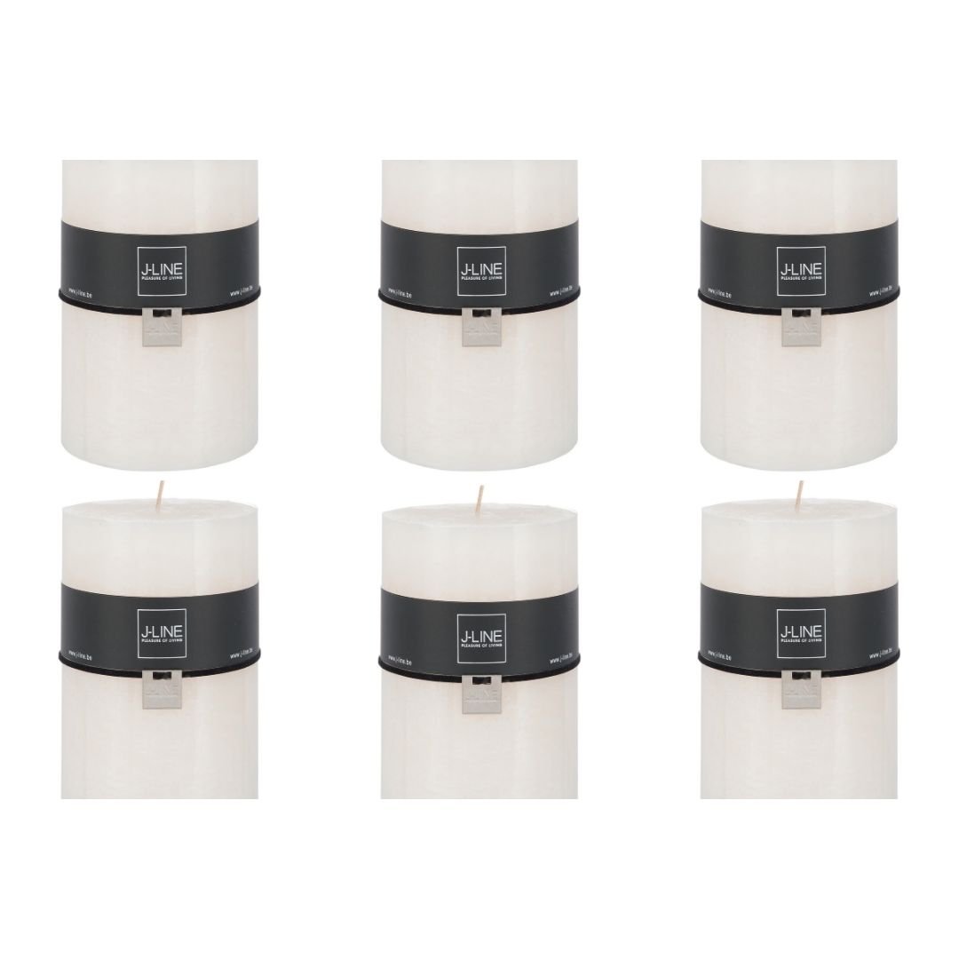 Bougie cylindrique J-Line blanche, parfum vanille, vue de face.