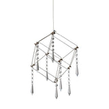 LED PRENDANT LAMP "ARANEUS" en métal et en plastique en chrome, avec des LED fermement construites, des dés de longueur latérale d'environ 15 cm, l'éclairage pour le salon, la salle à manger ou le bureau