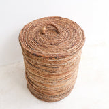 Panier à linge OMBAK en fibre de banane avec couvercle élégant