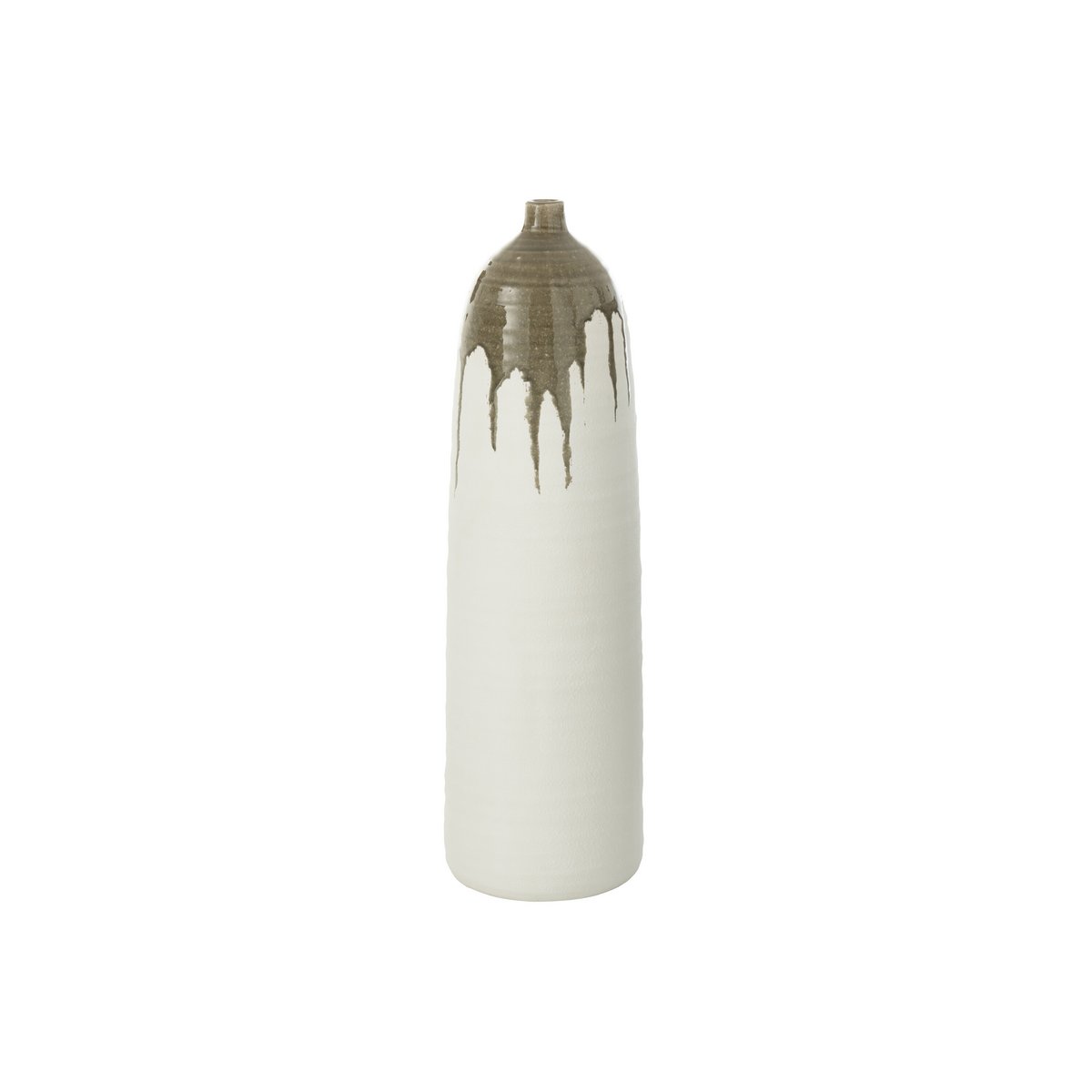 Vase Olea J-Line sur une table, décoré avec des fleurs