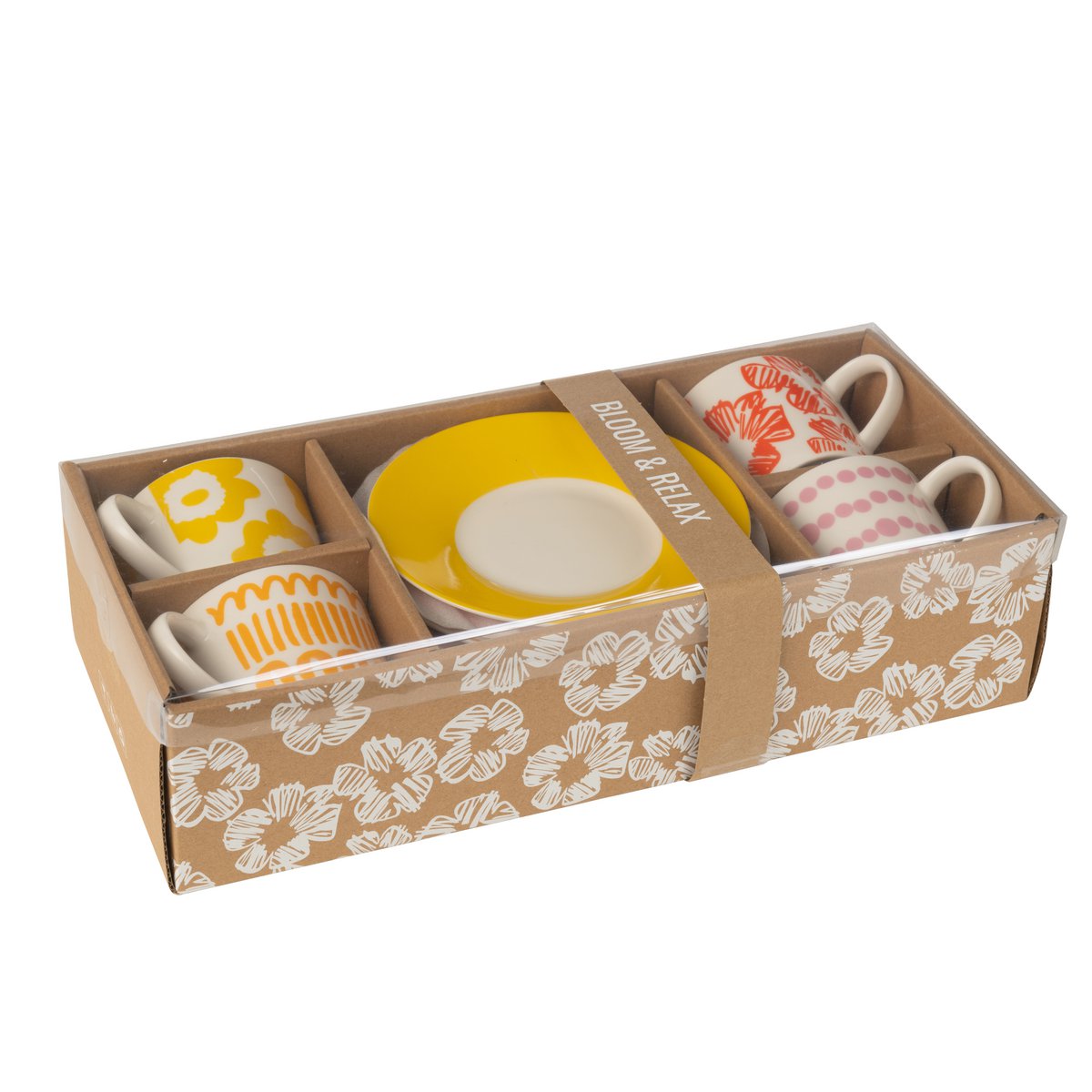 Détails des motifs multicolores du set de vaisselle J-Line Ceramic Mix