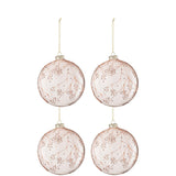 Boule de Noël J-Line en verre rose clair avec motifs élégants