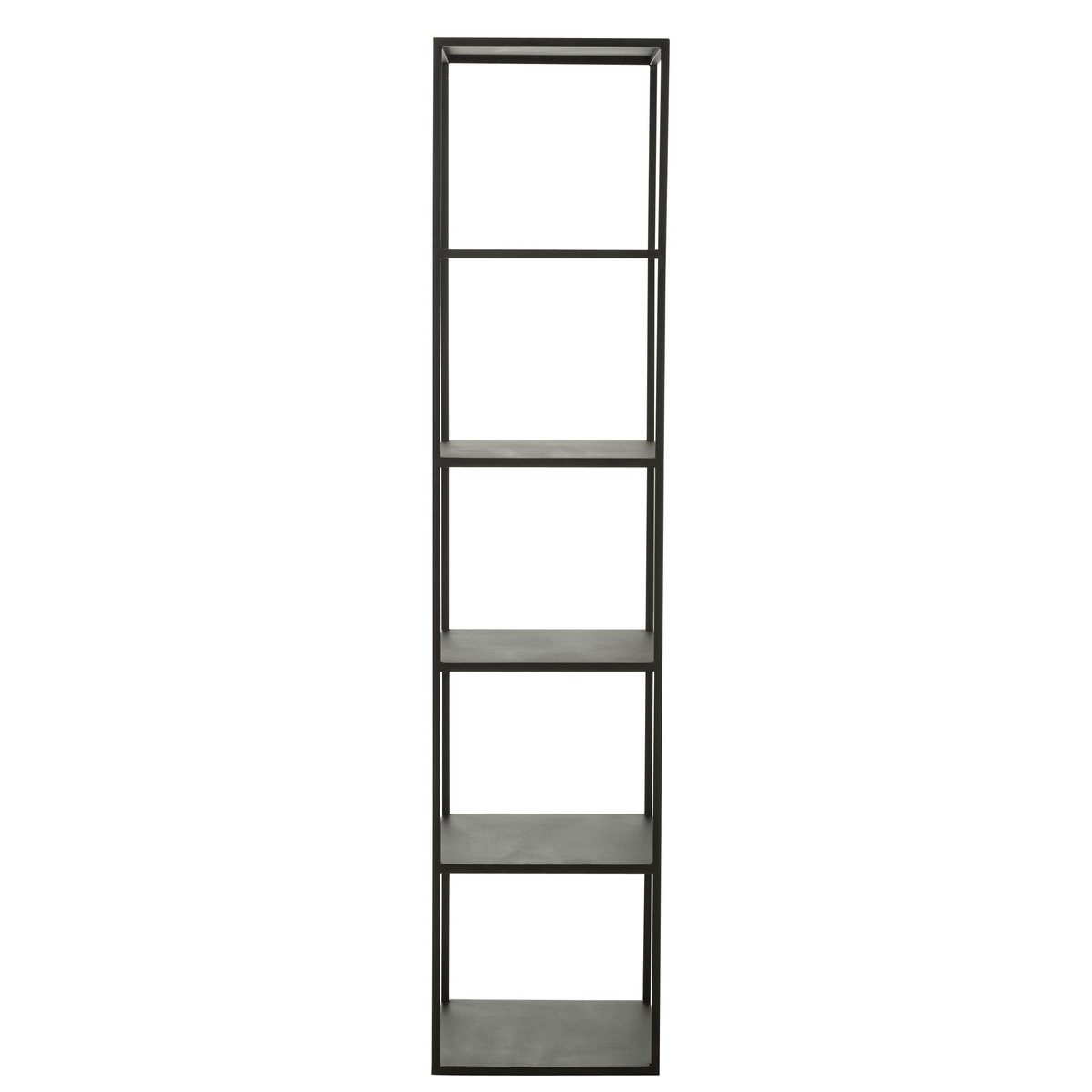 Étagère J-Line 6 niveaux en métal noir vue de face