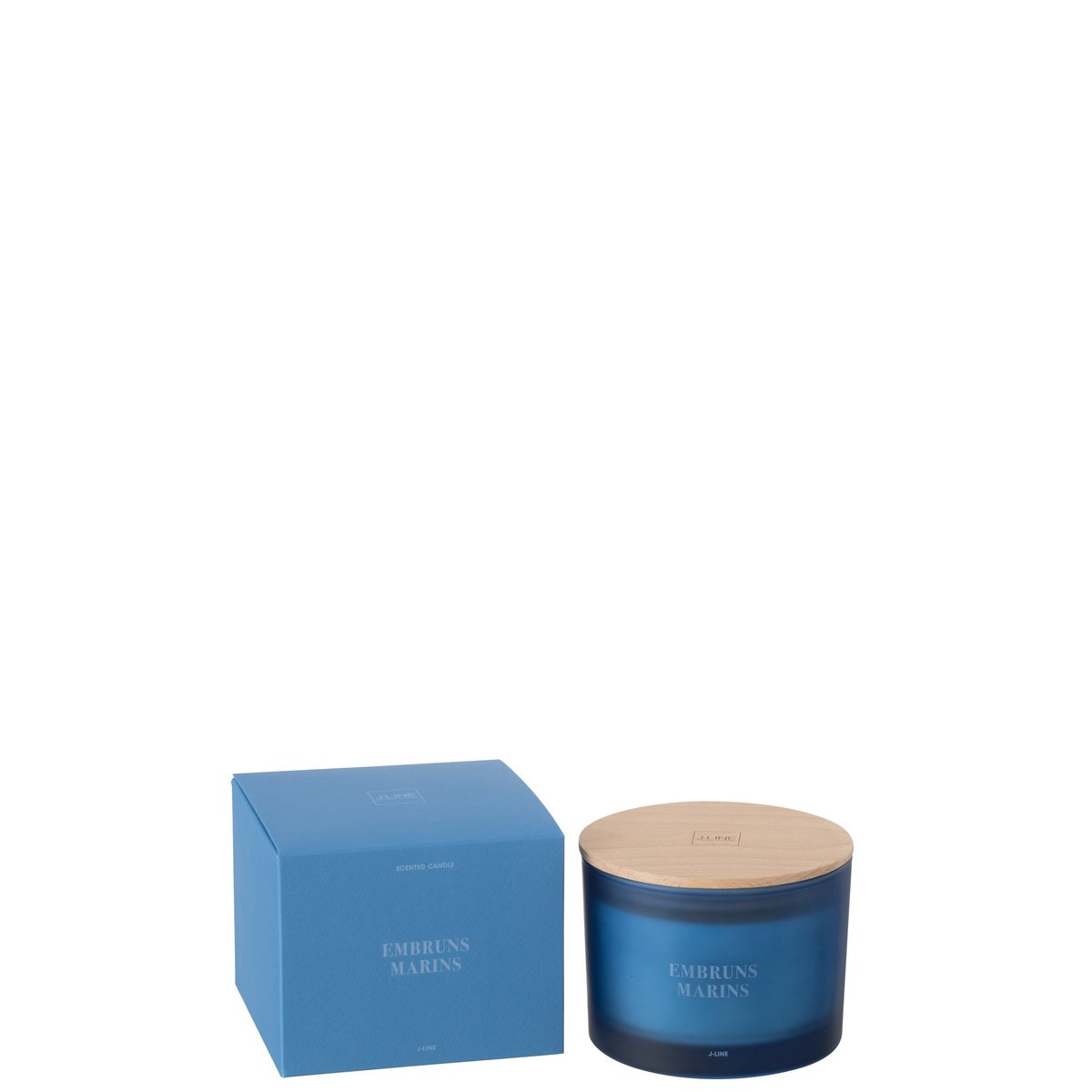 Bougie J-Line Embruns Marins vue de face, couleur bleue