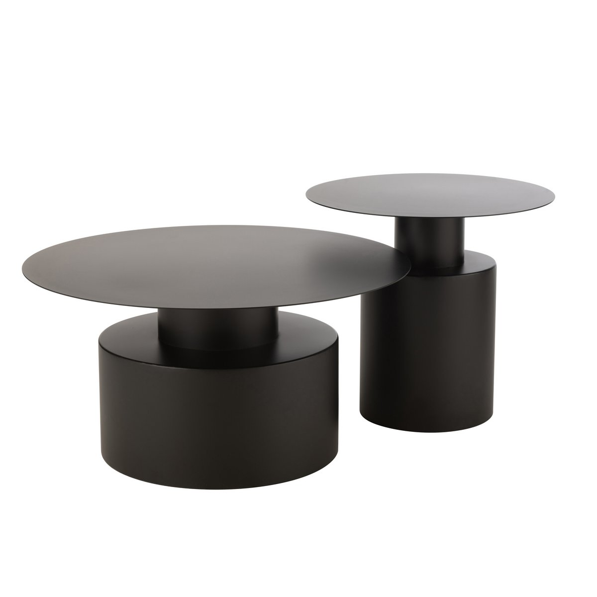 Table basse J-Line ronde en métal noir, vue latérale