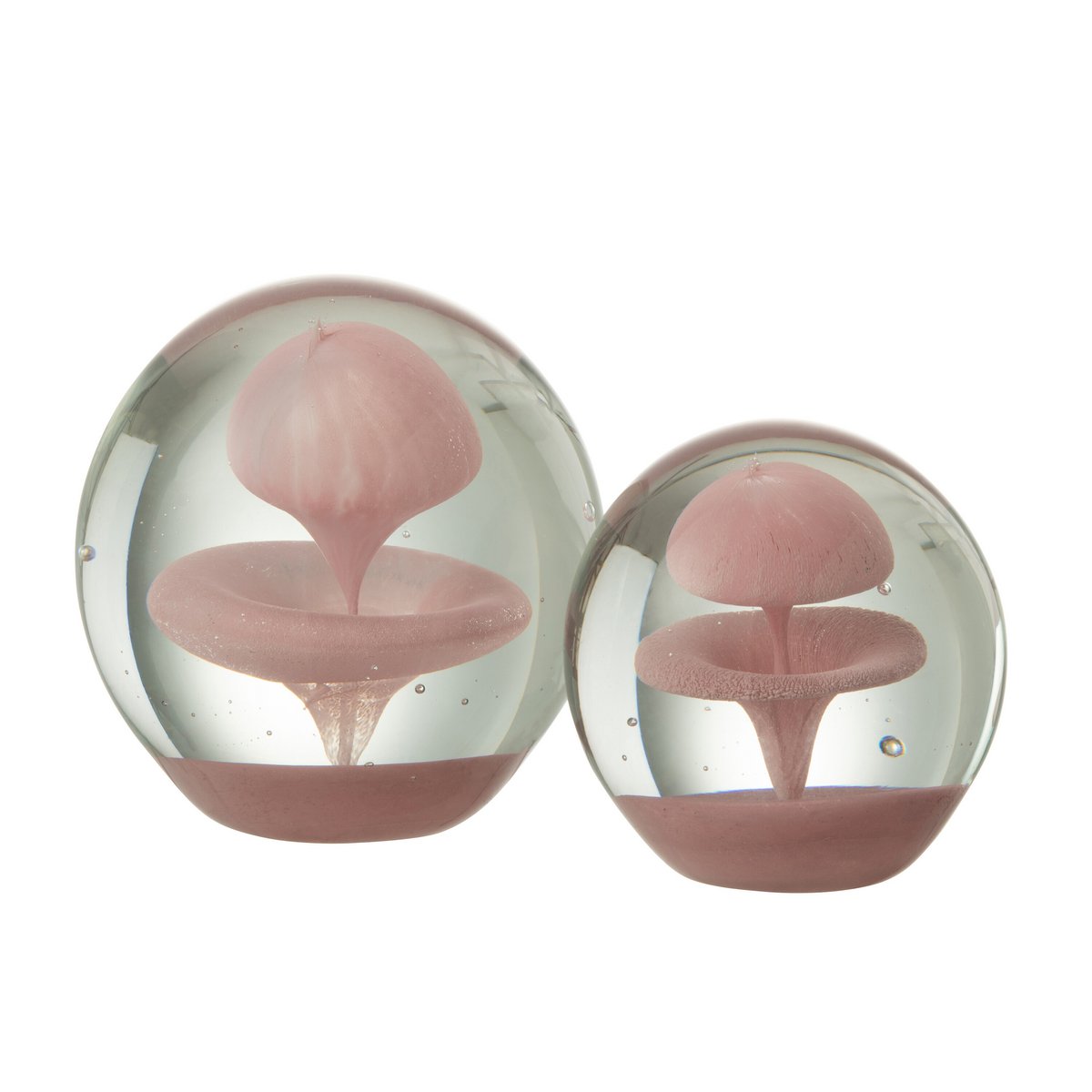 Presse-papier J-Line en verre rose, détail du design élégant et moderne