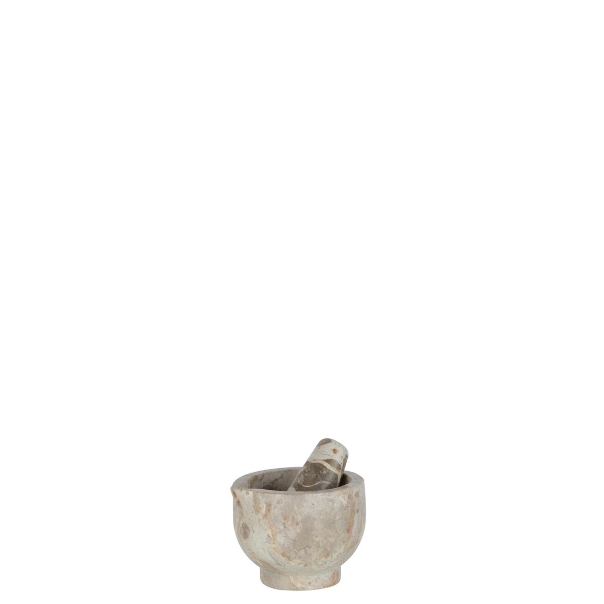 Mortier et pilon J-Line en marbre beige, élégant et fonctionnel.