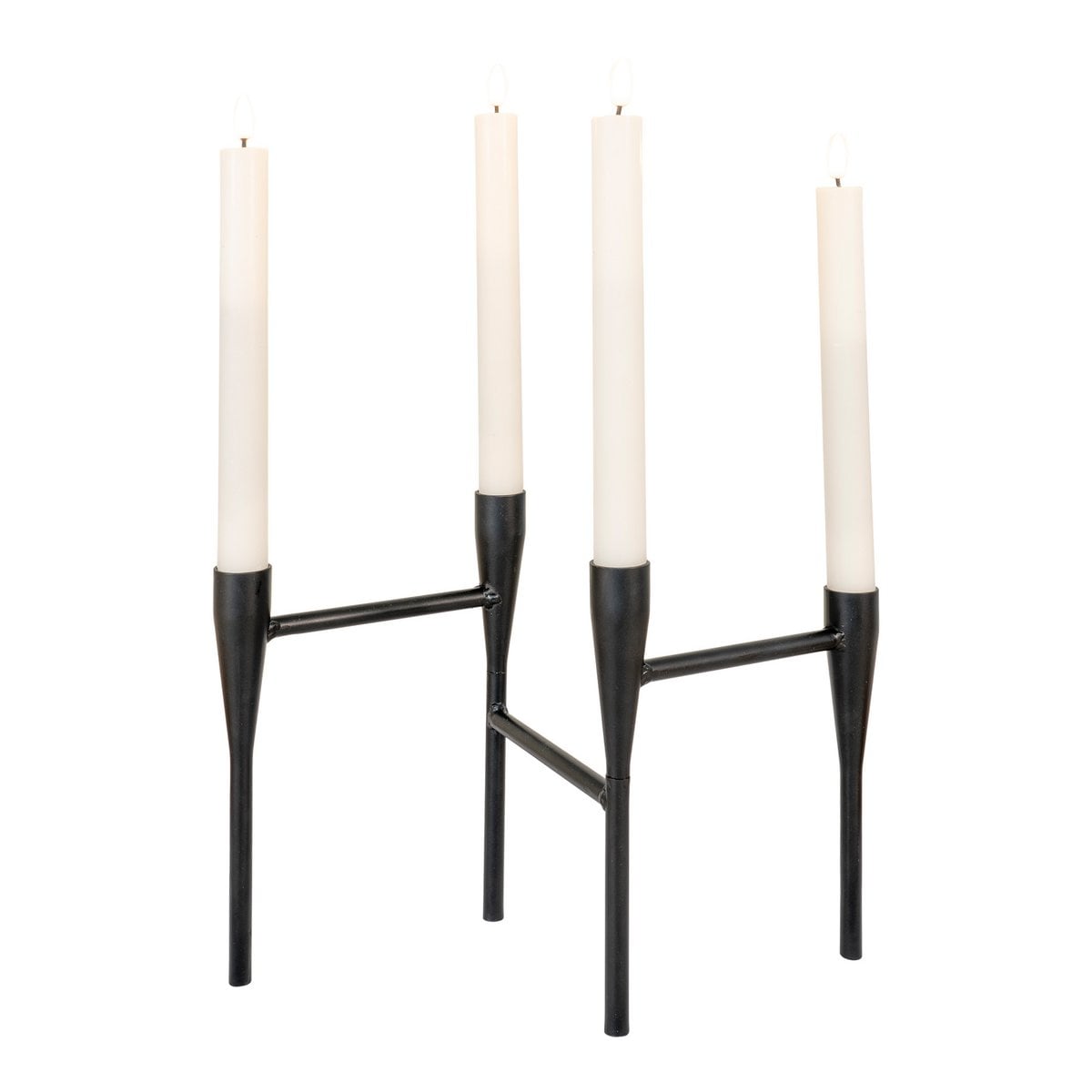 Bougeoir en acier noir avec design géométrique moderne