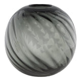 Vase en verre soufflé gris, vue de face avec détails organiques