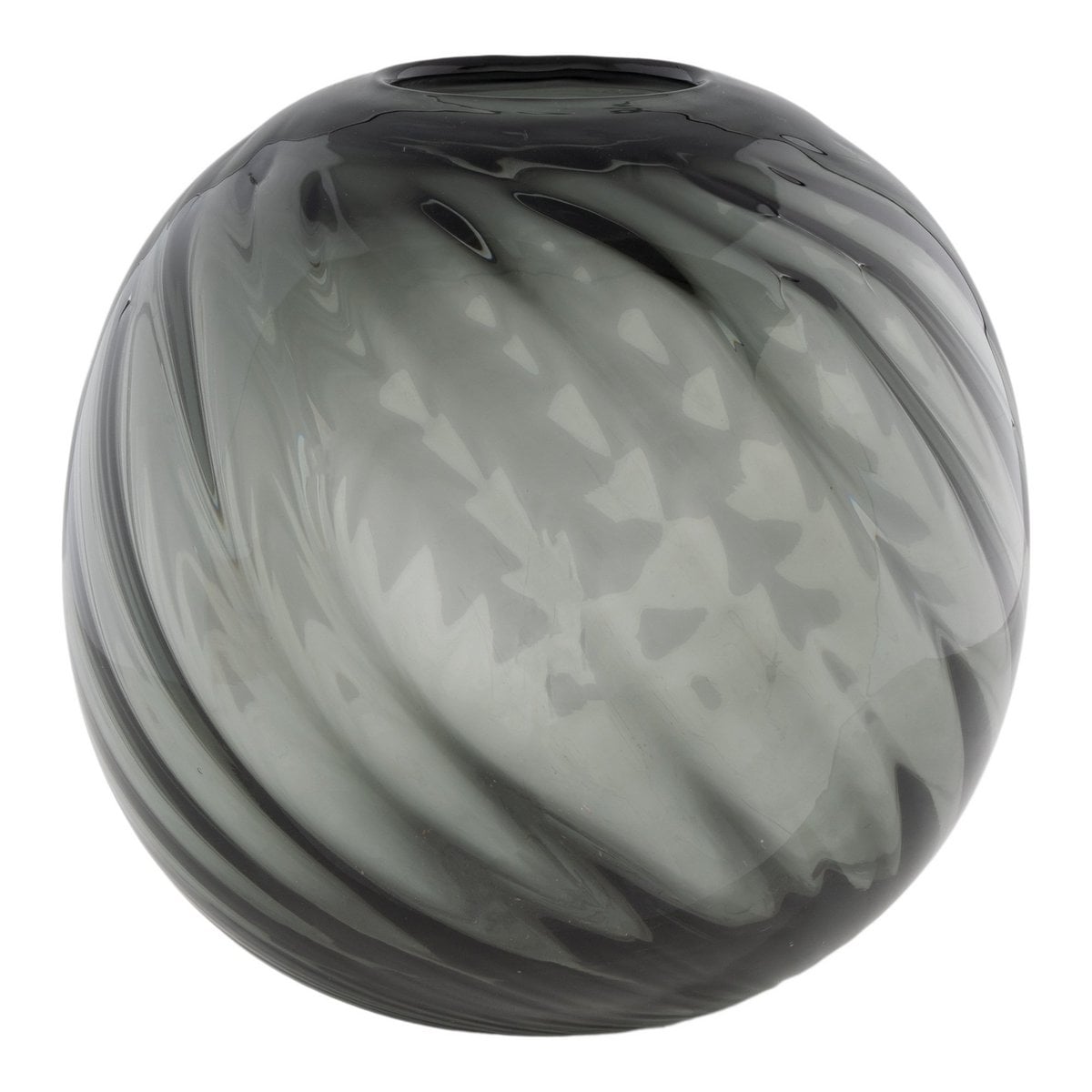 Vase en verre soufflé gris, vue de face avec design organique