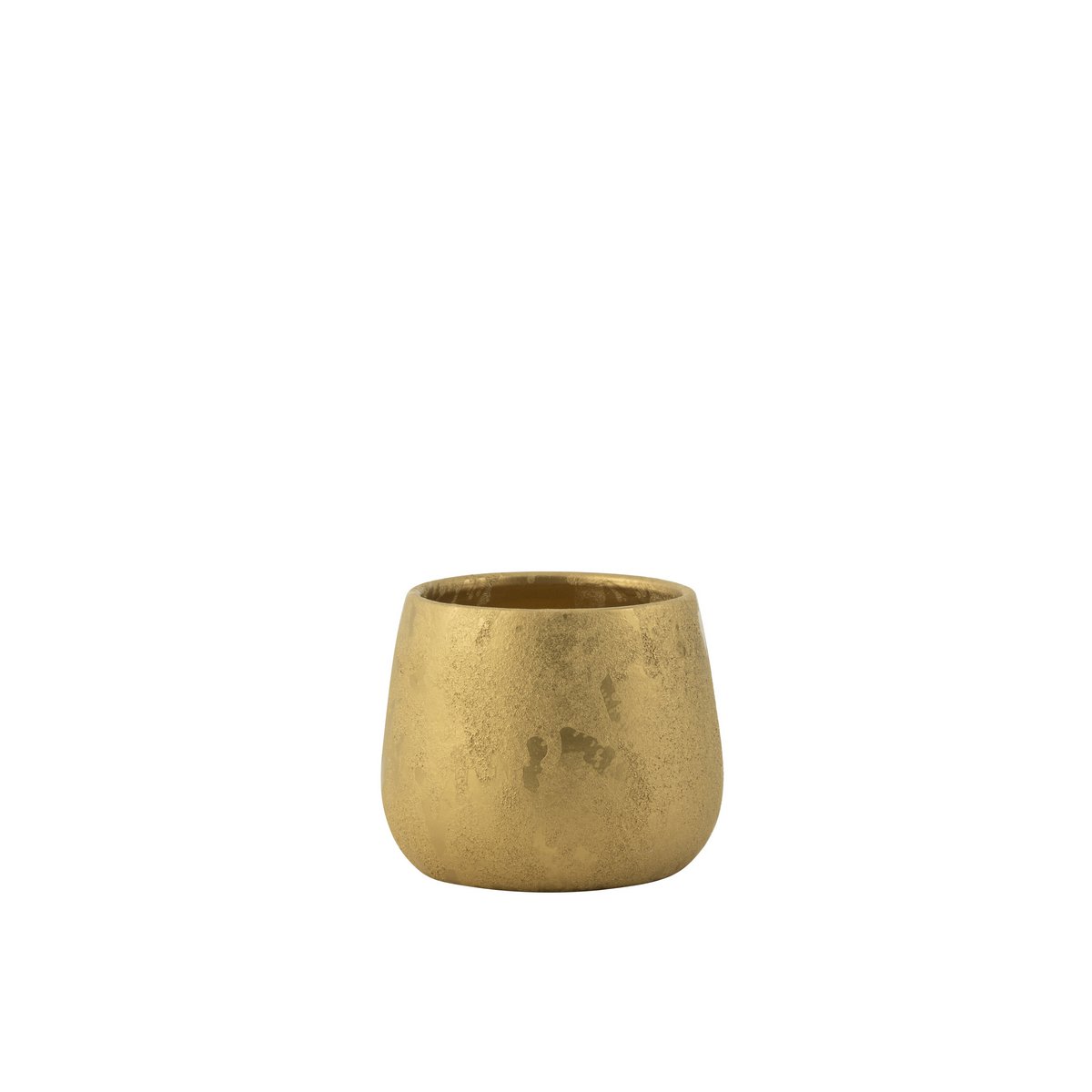 Pot de fleurs rond en céramique doré, petit modèle Ø17 cm