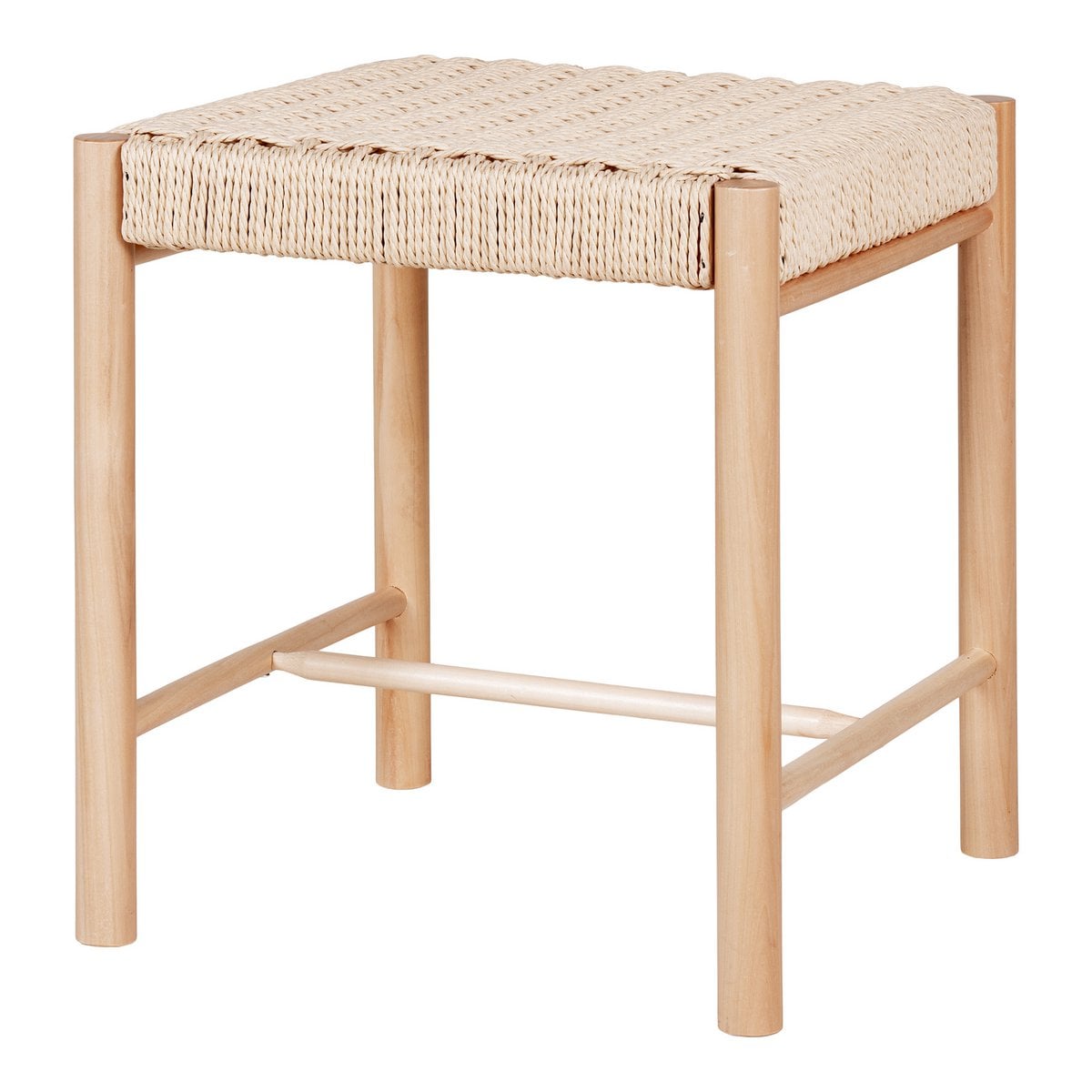 Vue de côté du tabouret Abano montrant le tressage en corde de papier