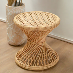 Table d'appoint en rotin | Table basse | Table basse ronde LUHU Ø45 cm Beige