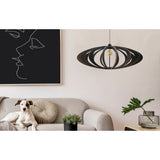 Suspension bois design ronde D70cm  Rolling Black