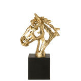 Figurine J-Line Cheval à Pied en polyrésine or et noir - Vue 2