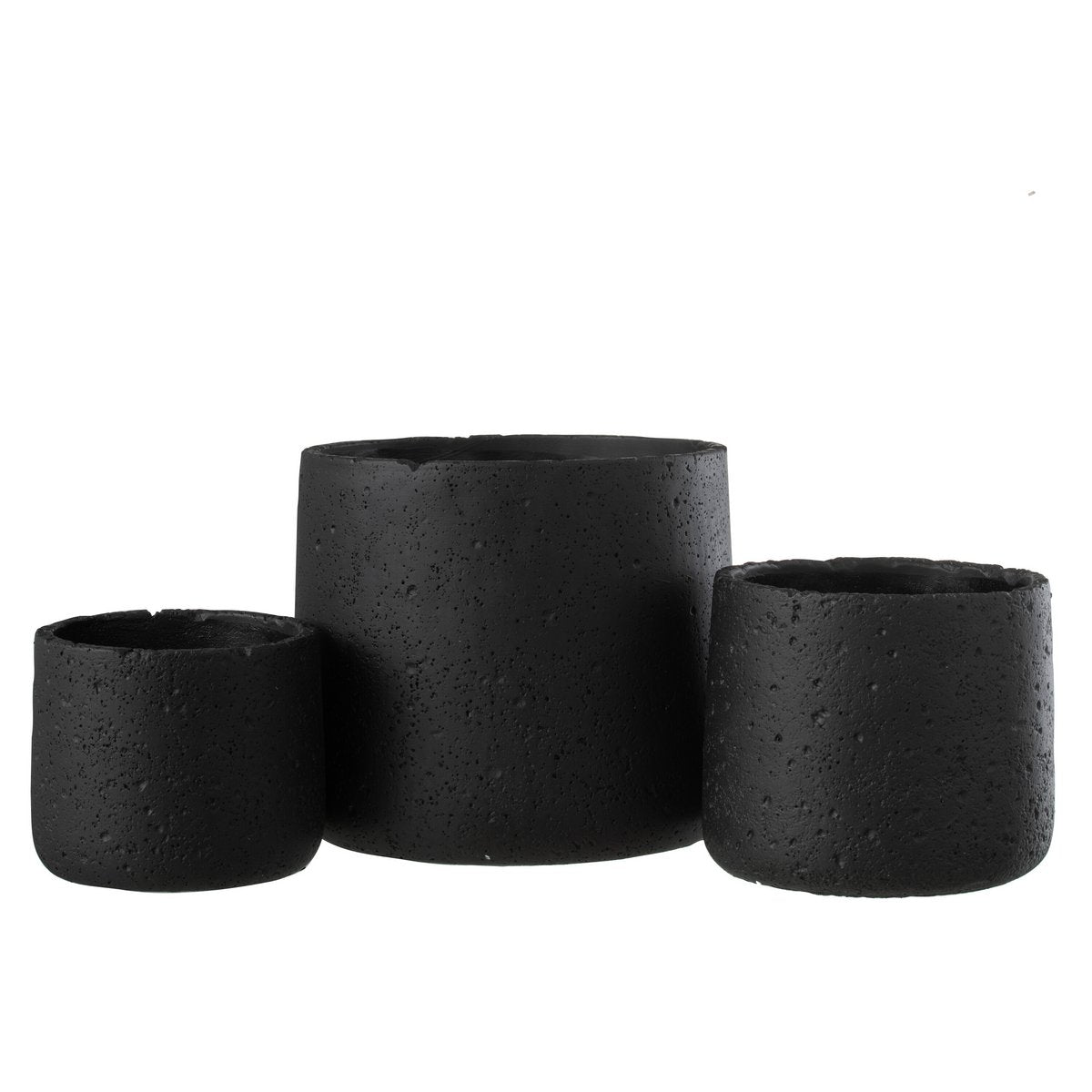 Pot de fleur J-Line Potine en céramique noire, vue de face