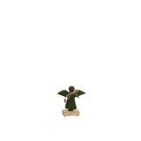 Ange Sur Pied Verni Vert Petit en bois avec finition brillante