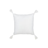 Coussin J-Line Fleurs et Pompons en coton blanc, vue de face