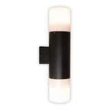 Lampe murale extérieure "torcia" 32 cm de haut en métal et plastique en noir, E27