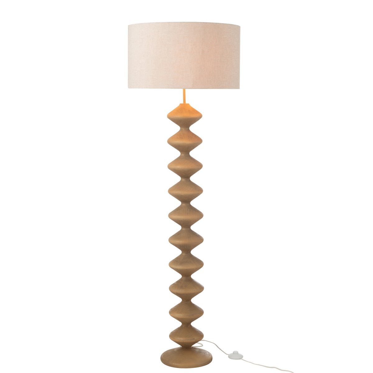Lampadaire Caterpillar J-Line en bois naturel et gris, vue avant