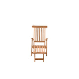 Détail du repose-pieds de la chaise longue en teck