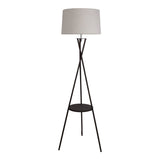 Lampe debout avec table "Tora" intégrée en métal collé et matériau textile coloré naturel, 158 cm de haut Ø 51 cm, E27
