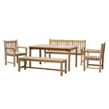 Ensemble de jardin en teck avec fauteuils et table, vue de face