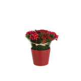 Plante artificielle J-Line Roses et Baies, vue de face avec détails rouges et verts