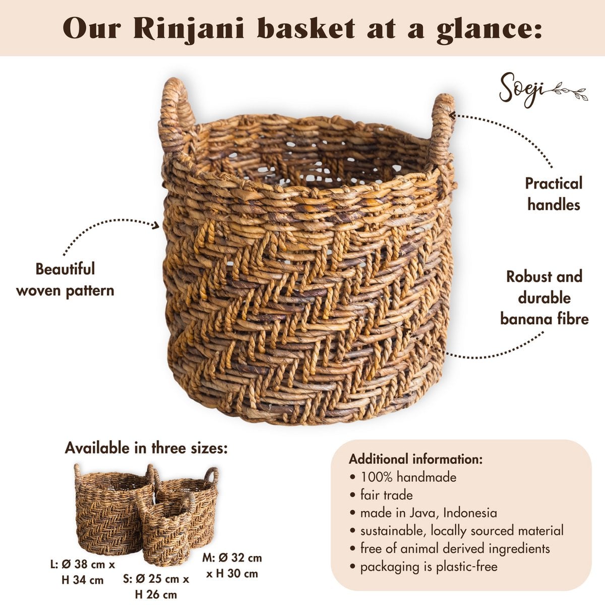 Ambiance intérieure avec le panier Rinjani en fibre naturelle