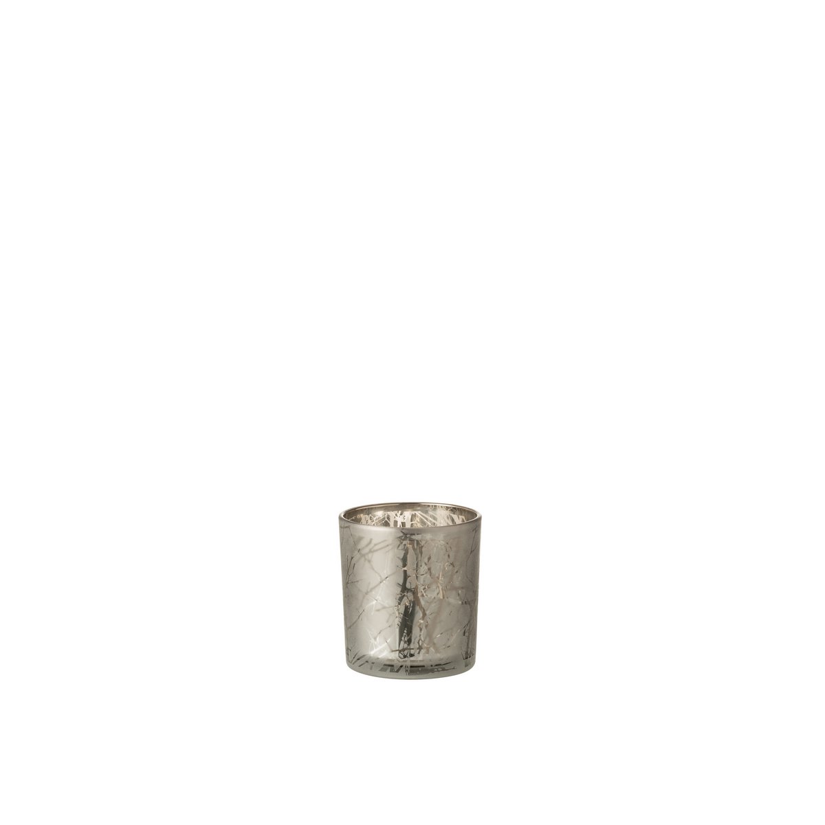Vue rapprochée du bougeoir J-Line en verre gris, style moderne
