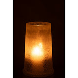 Lanterne J-Line Suiker Glass Blanc Large dans un cadre décoratif, créant une ambiance chaleureuse.