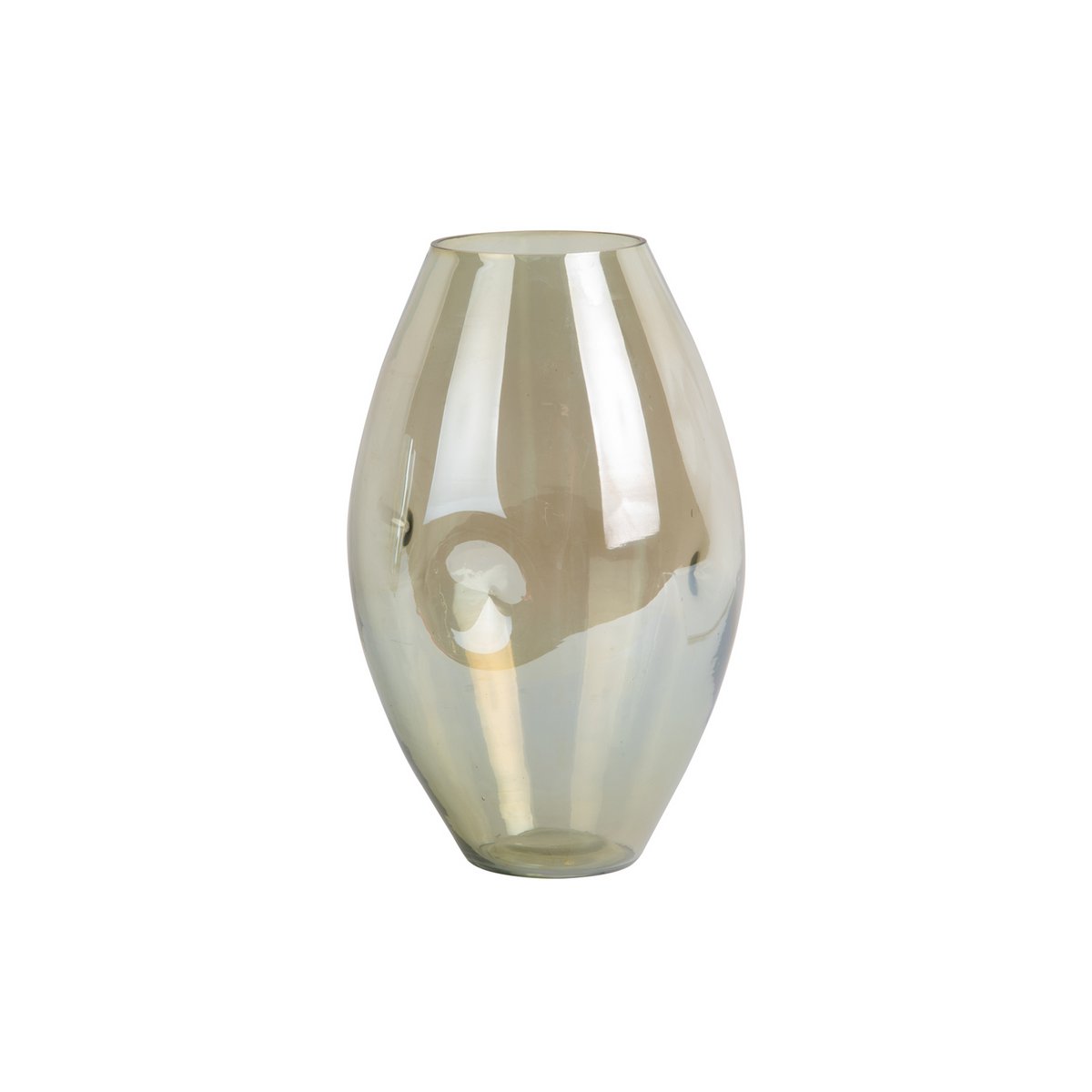 Vase Lustre Bio en verre vert avec finition brillante, vue de face