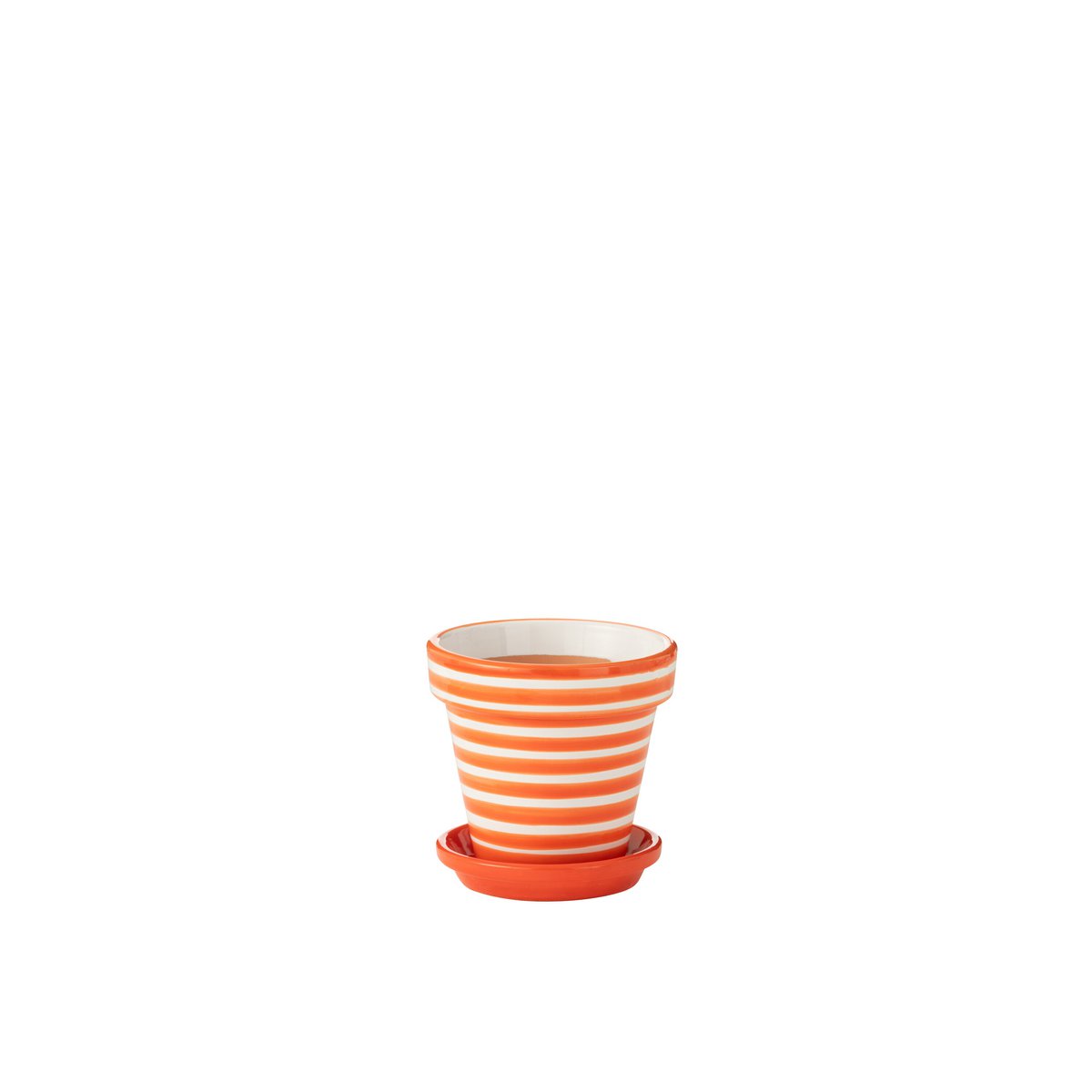 Pot J-Line Granada Stripes en céramique orange, vue de face