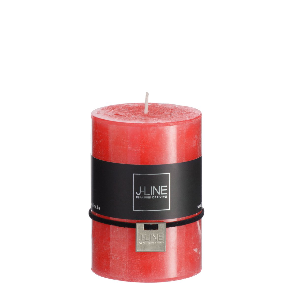 Bougie cylindrique rouge J-Line, élégante et raffinée sur fond neutre
