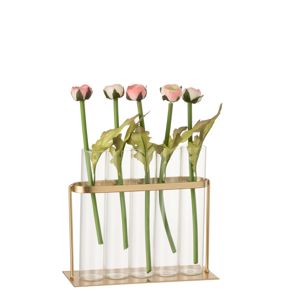 Vase J-Line en métal doré, détail des tubes en verre