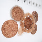 Ensemble de décoration murale tropicale 6 pièces mixtes DALUM Boho Decor tissé à la main à partir de matériaux naturels