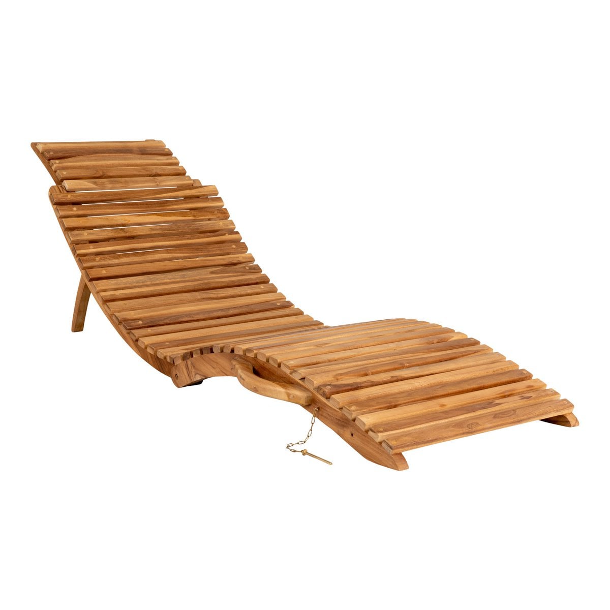 Chaise longue Arrieta en teck naturel sur une terrasse moderne