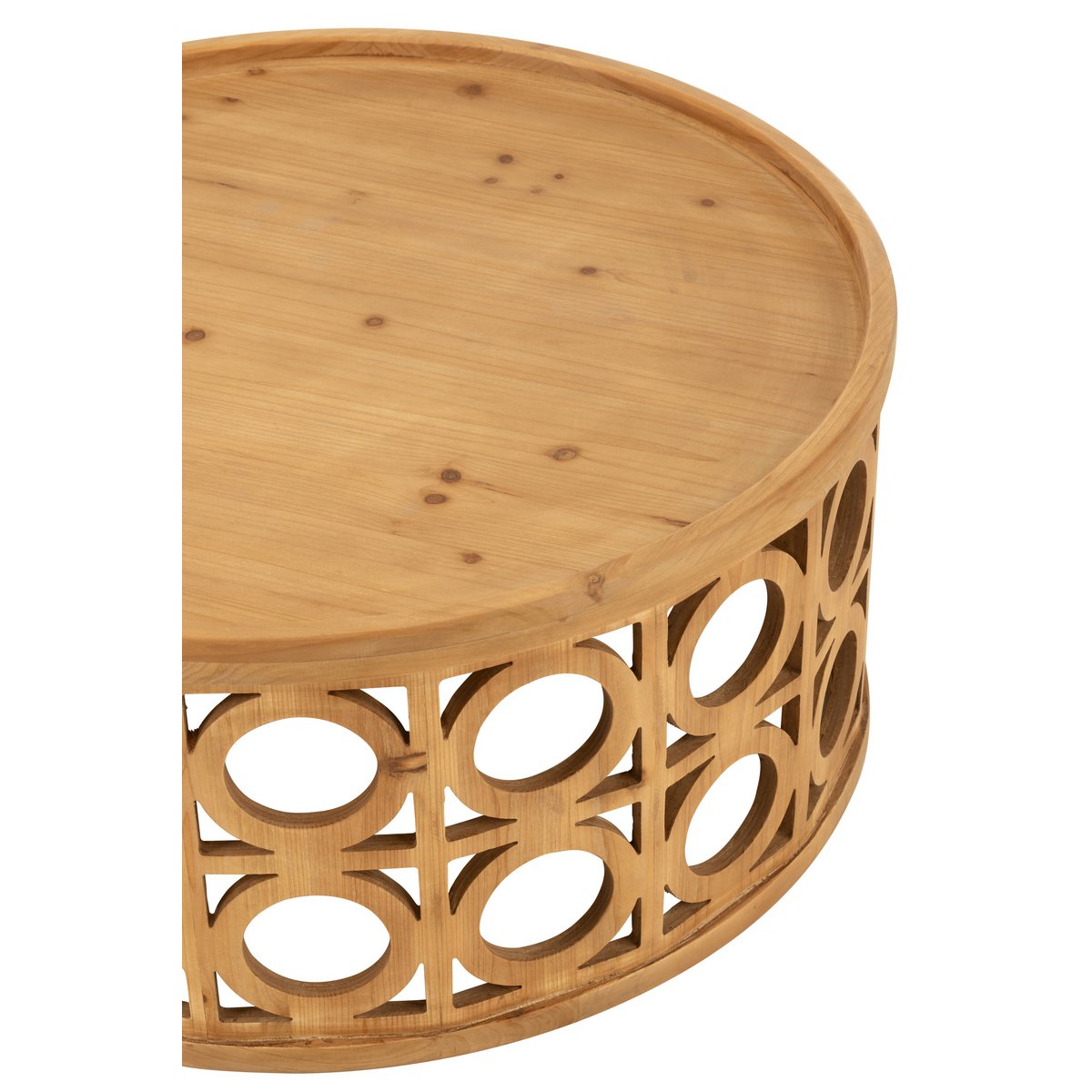 Détail du bois naturel de la table basse J-Line