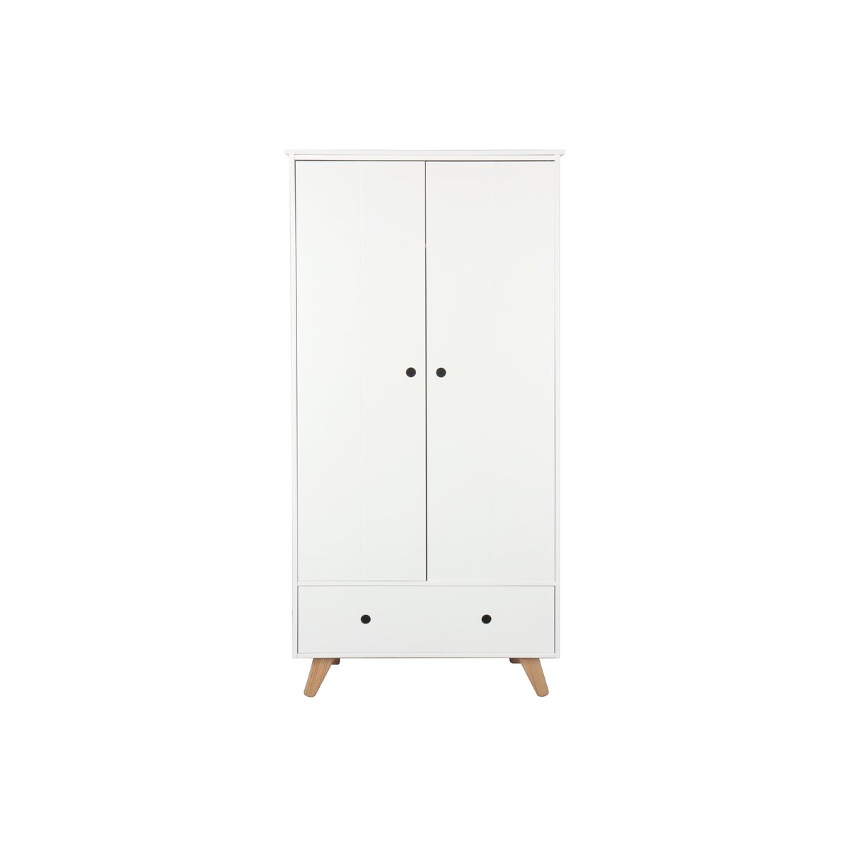 Armoire scandinave pour enfant en bois et blanc vue de face