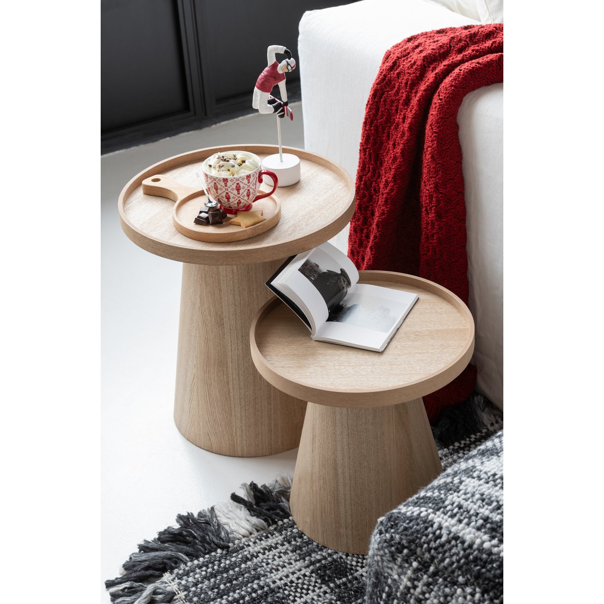 Détail du plaid tricoté rouge J-Line en coton