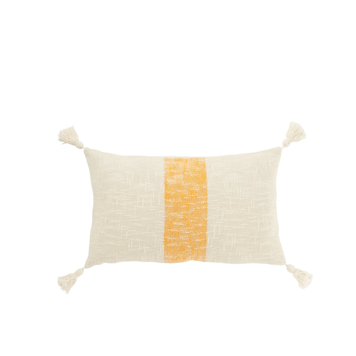 Coussin J-Line Stripes rectangle en coton blanc et orange avec rayures