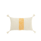 Coussin J-Line Stripes rectangle en coton blanc et orange avec rayures
