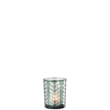 Lanterne J-Line Herringbone en verre vert et argent, vue de face