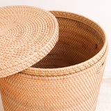Panier à linge avec couvercle, panier de rangement en rotin SARI (2 tailles)