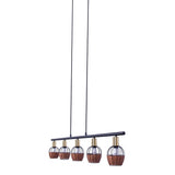 5 pendentif "Corbis", lampe conjugale en noir en noir, avec de l'or et du rotin, avec une douille E14, pour une salle à manger, un salon, un couloir ou un bureau, 100 cm de long